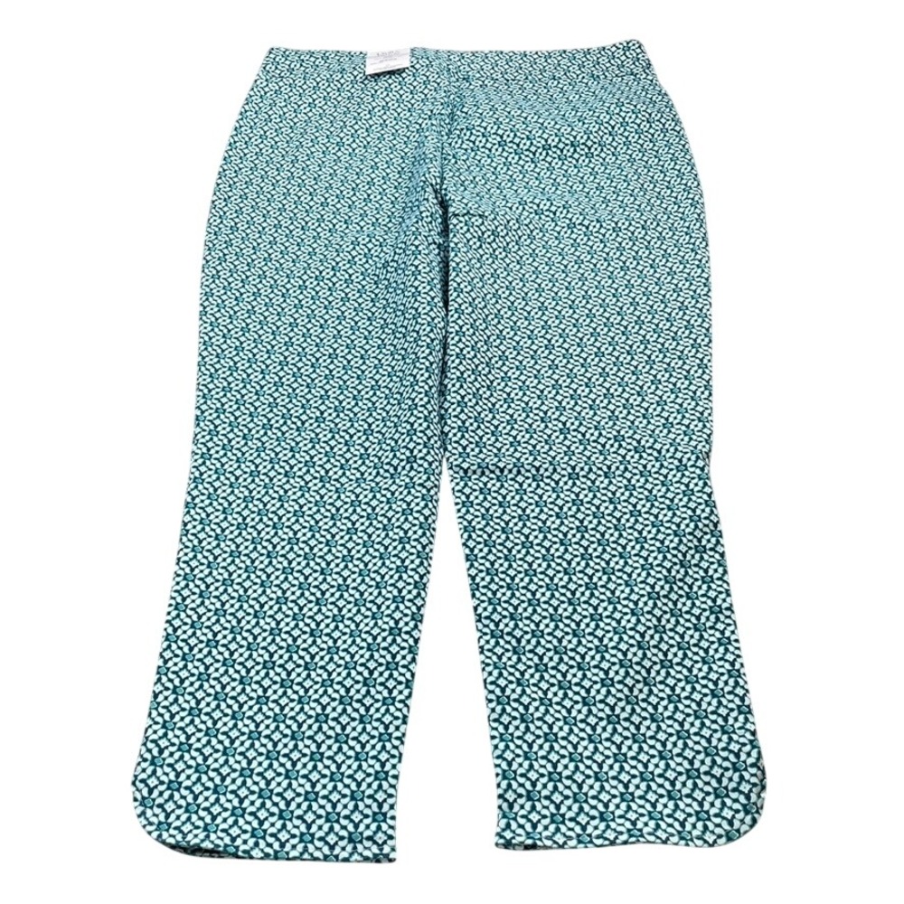NWT Croft & Barrow Turquoise Geometric Mid Rise Ankle Pants 18W Regular - Picture 3 of 16